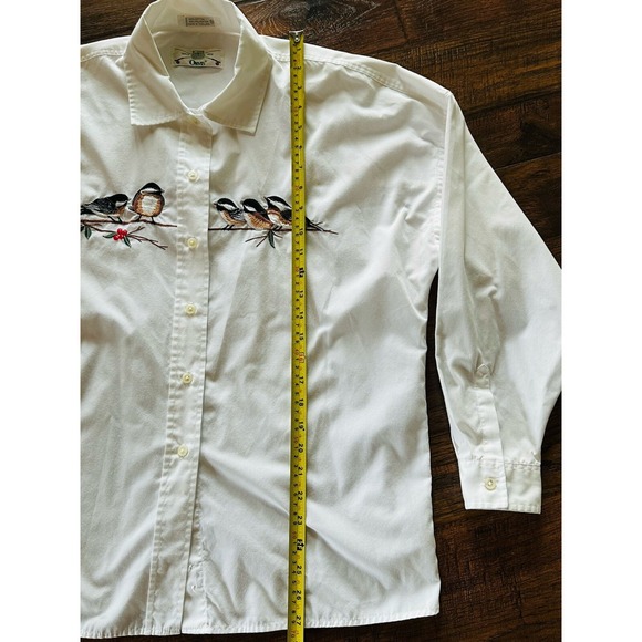 Vintage Orvis Women Button Down Size 10 White Embroidered Birds - Picture 6 of 9